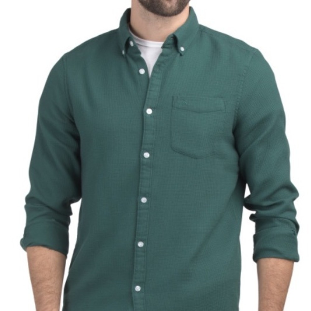 Hawker Rye Woven Waffle Shirt LS Shirt Slim Fit Navy L Stitch Fix New With Tags